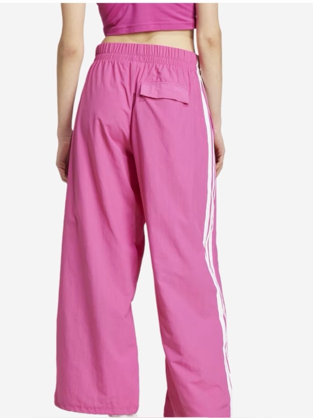 adidas Pink Wide-Leg Joggers with White Side Stripes (FIREBIRD ADILENIUM) - Picture 2 of 5